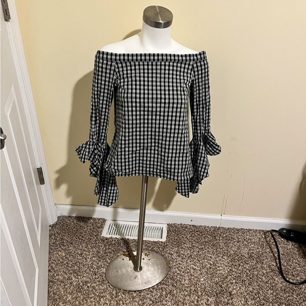 Slate Off the Shoulder Top (Dog not included)